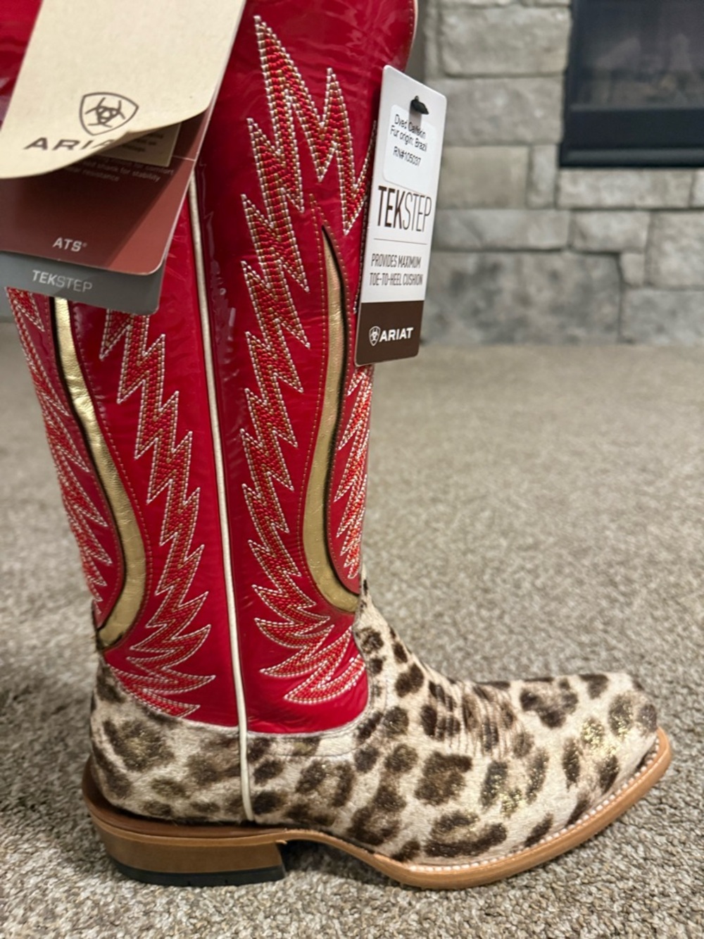 Ariat women’s leopard hair red boots futurity queen of hearts 9b - Picture 3 of 7